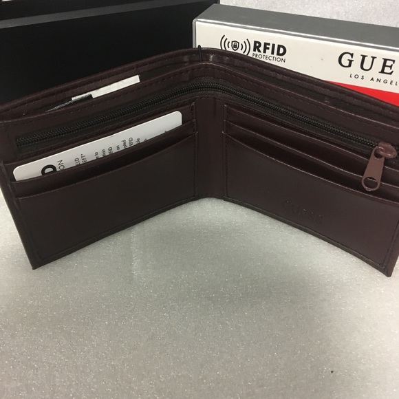 Guess Accessories Guess Billfold Rfid Mens Brown Wallet With Valet